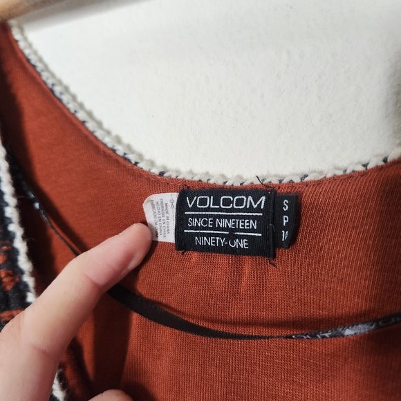 Volcoms Womens Small Orange Crochet Swim Cover Top Low Cut Back Dress - Picture 7 of 7